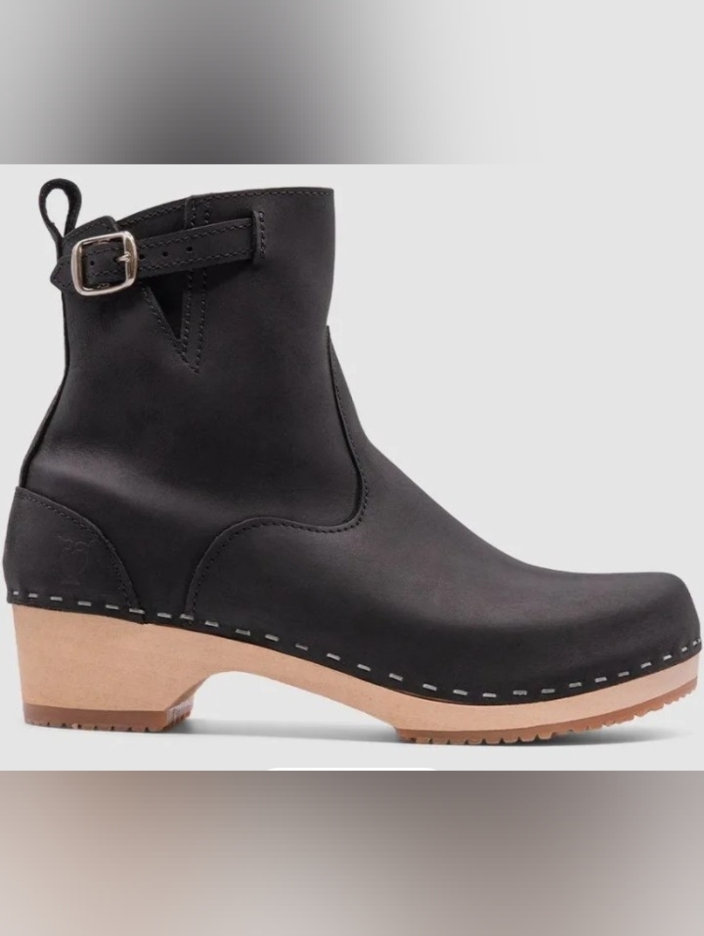 Women's Sandgrens Size 38 / 7.5 New York low clog boots Black Leather Nubuck